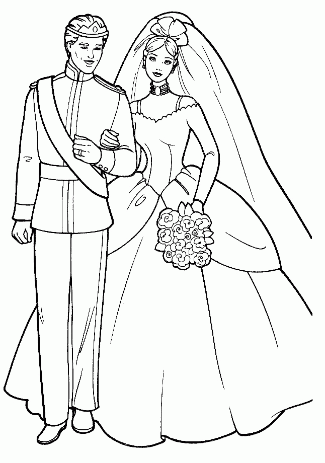 barbie wedding colouring pages - Clip Art Library