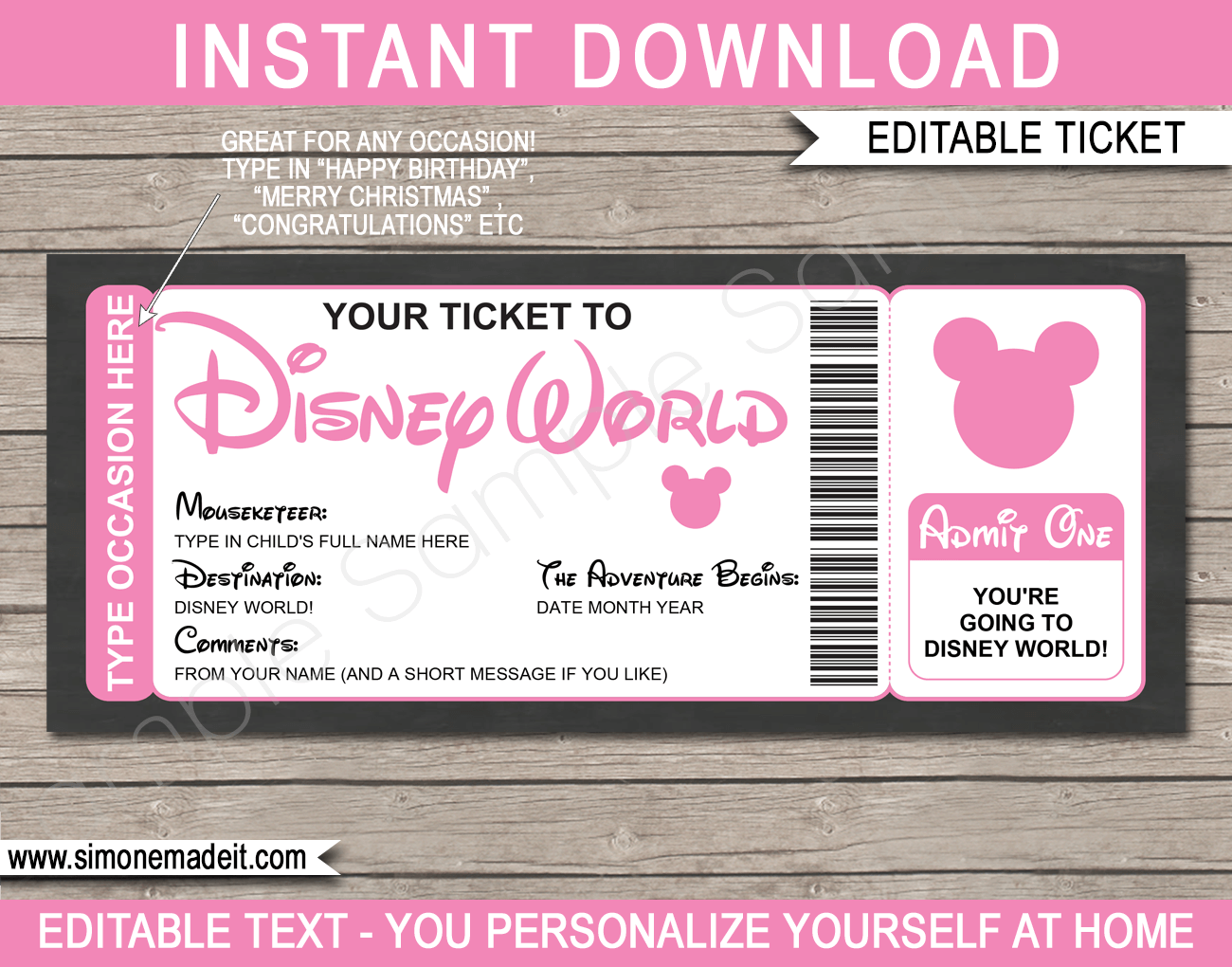 printable disney world gift certificates