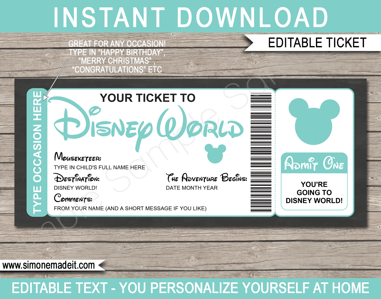 printable disney world gift certificates