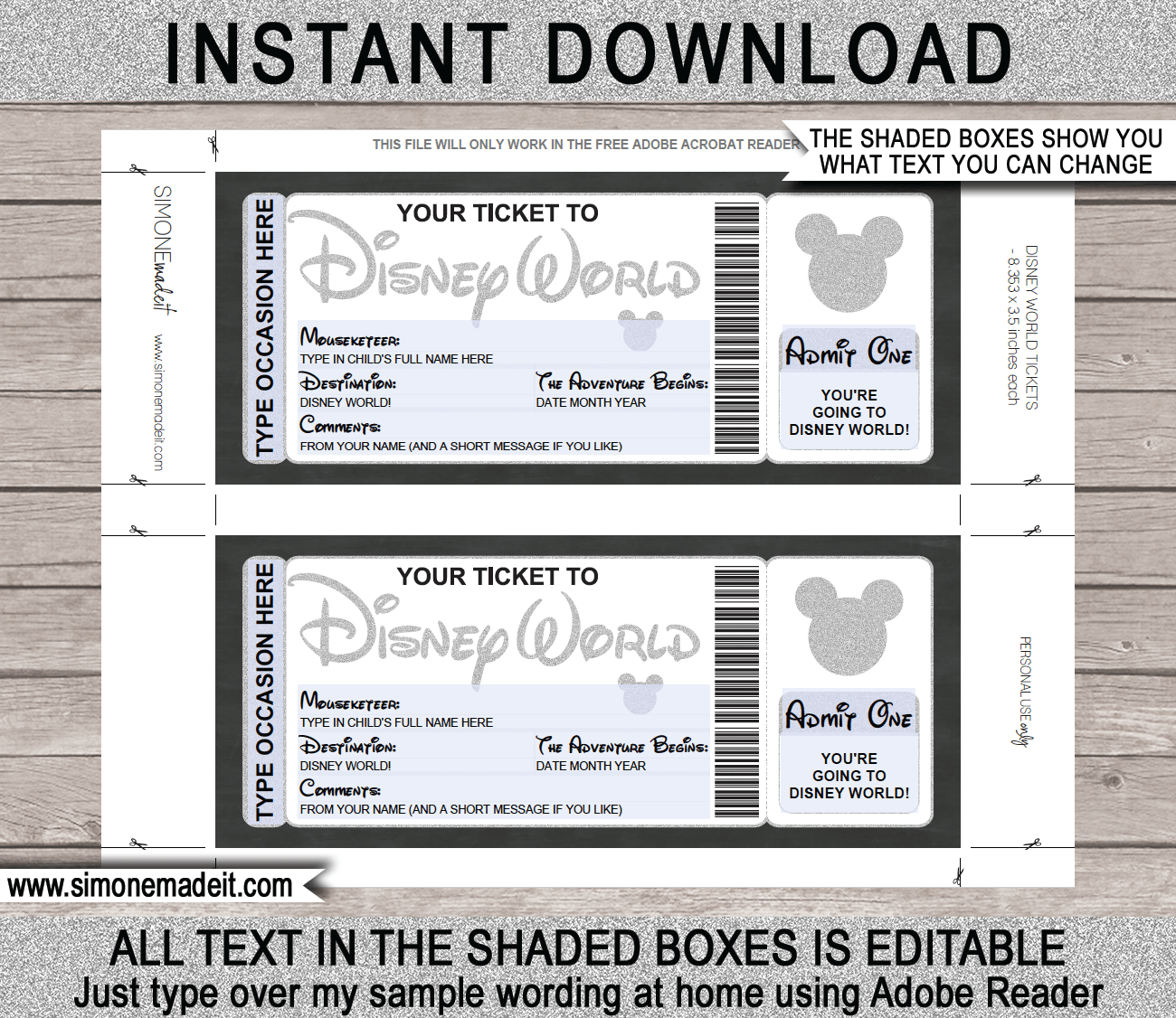 printable disney world gift certificates