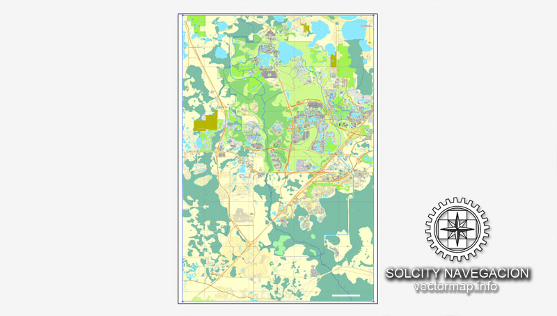 Walt Disney World, Florida, US printable vector street City Plan ...