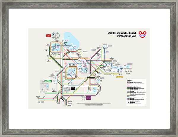 Walt Disney World Resort Transportation Map Framed Print by Arthur ...