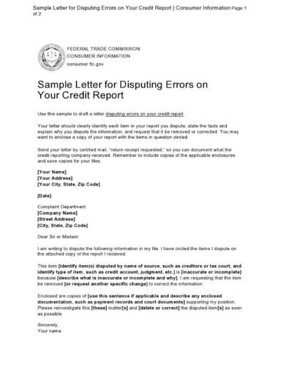 50 Best Credit Dispute Letters Templates [Free] ᐅ TemplateLab