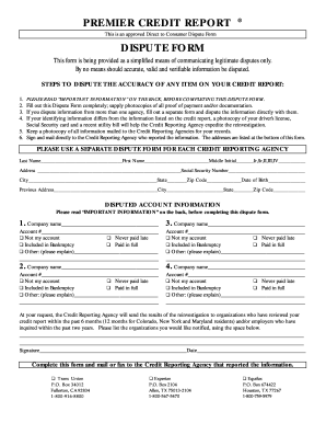 Credit Dispute Form - Fill Online, Printable, Fillable, Blank ...