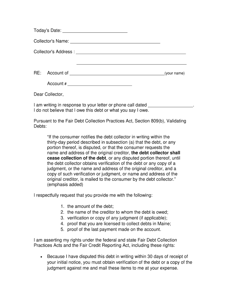Collections Dispute Letter Template Pdf - Fill Online, Printable ...