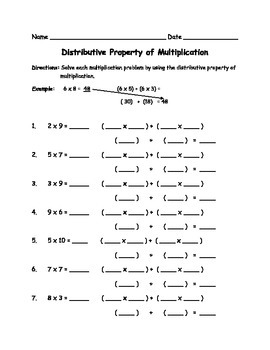 printable distributive property of multiplication