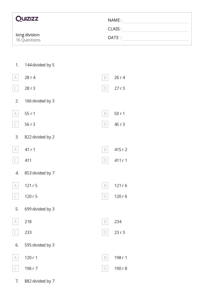 printable division worksheets for 5th grade