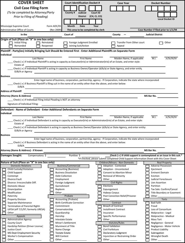 Free Mississippi Cover Sheet - PDF | 650KB | 6 Page(s)