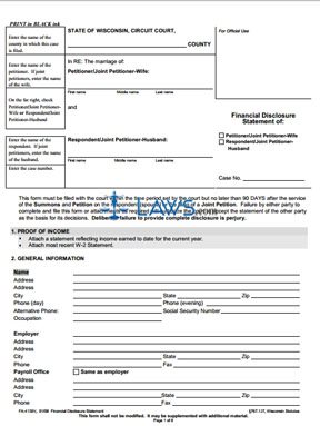 printable divorce papers for wisconsin