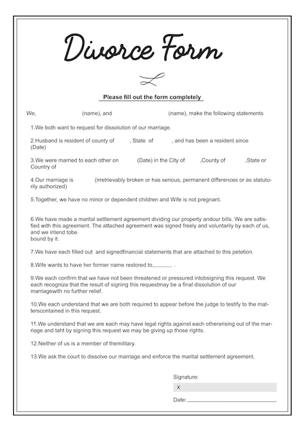 Free Vector | Illustration of divorce form