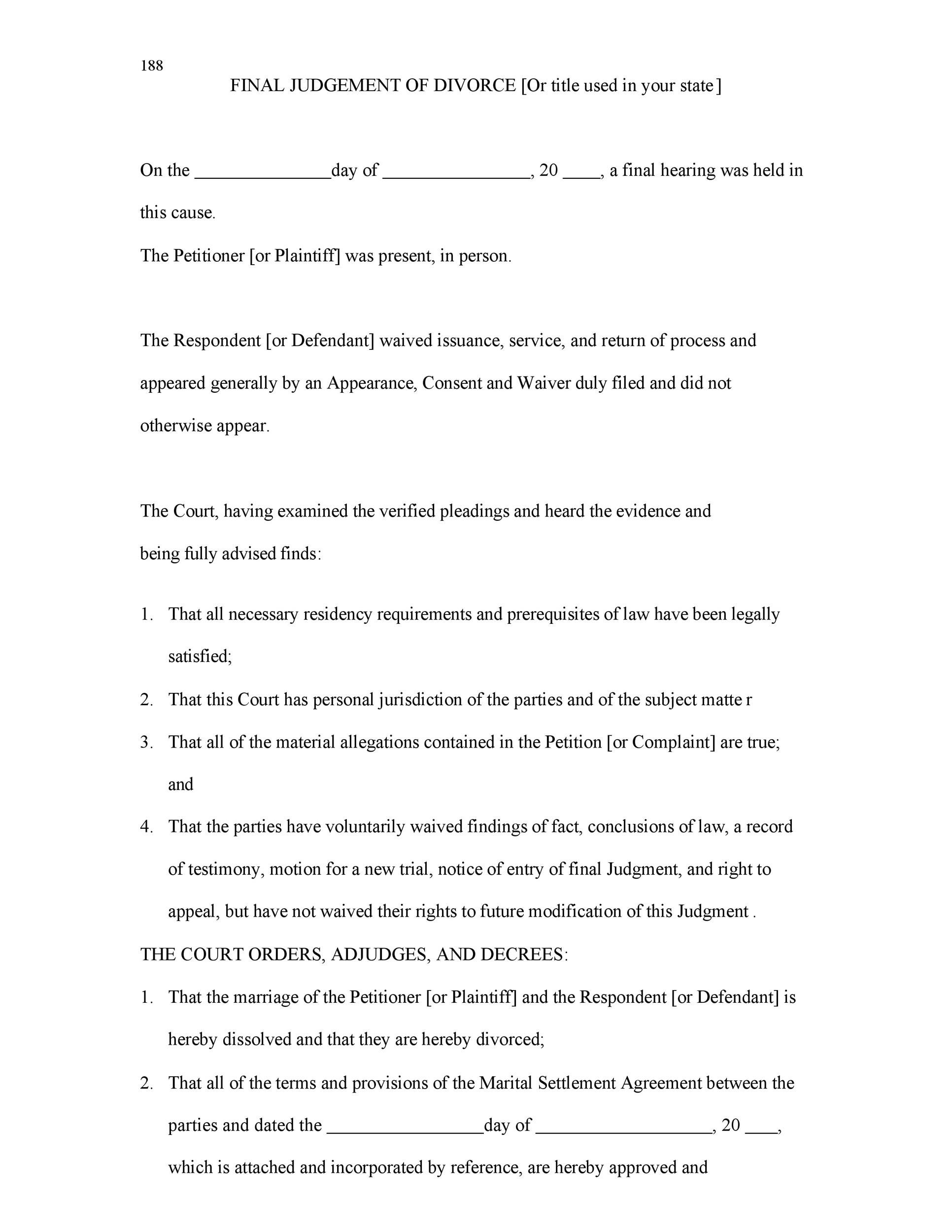 printable divorce papers free