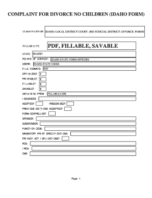 printable divorce papers idaho
