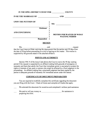 Waive 90 Day Waiting Period Divorce Iowa - Fill and Sign Printable ...