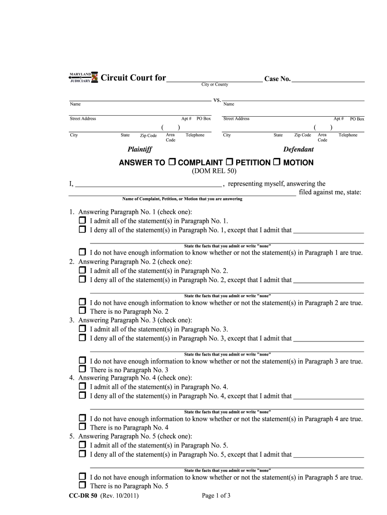 printable divorce papers maryland