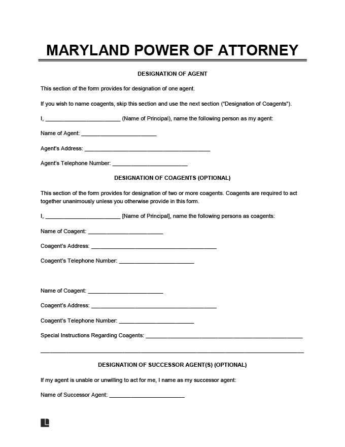 Free Maryland Power of Attorney Forms | PDF &  Word