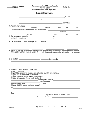 Massachusetts Divorce Forms Pdf - Fill Online, Printable, Fillable ...