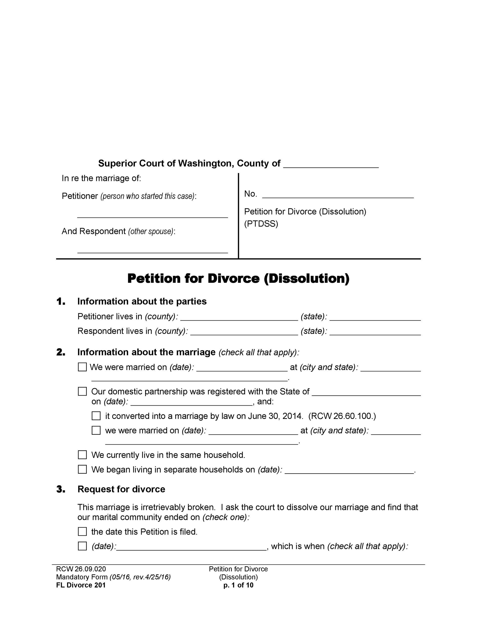 printable divorce papers online