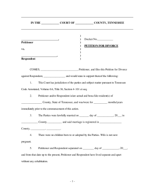 printable divorce papers tn