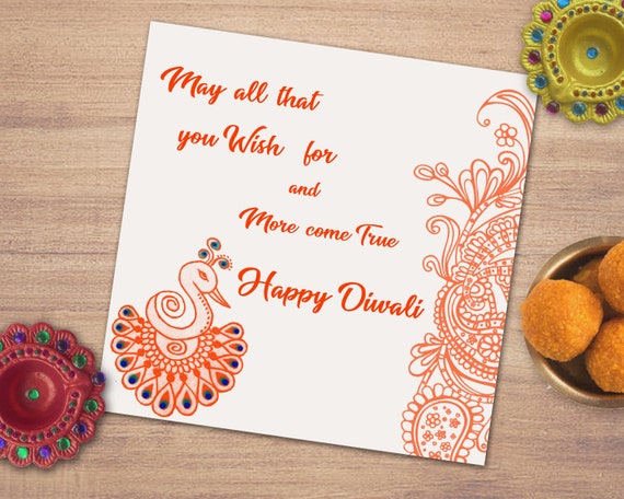 Happy Diwali Printable Greetings,Diwali Cards, Indian Festival, Traditional  pattern Cards, Diwali wish ,Instant Download