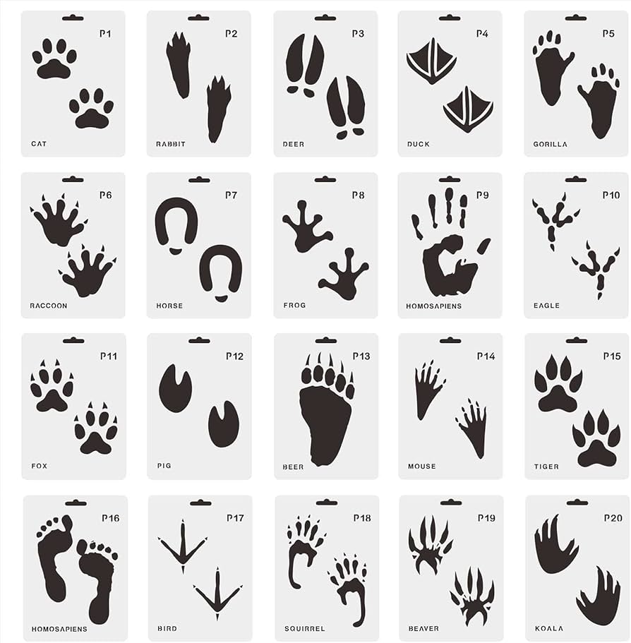 20 Sheets DIY Hollow Animal Print Drawing Template Painting ...