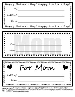 Printable Gift Certificates For Mom