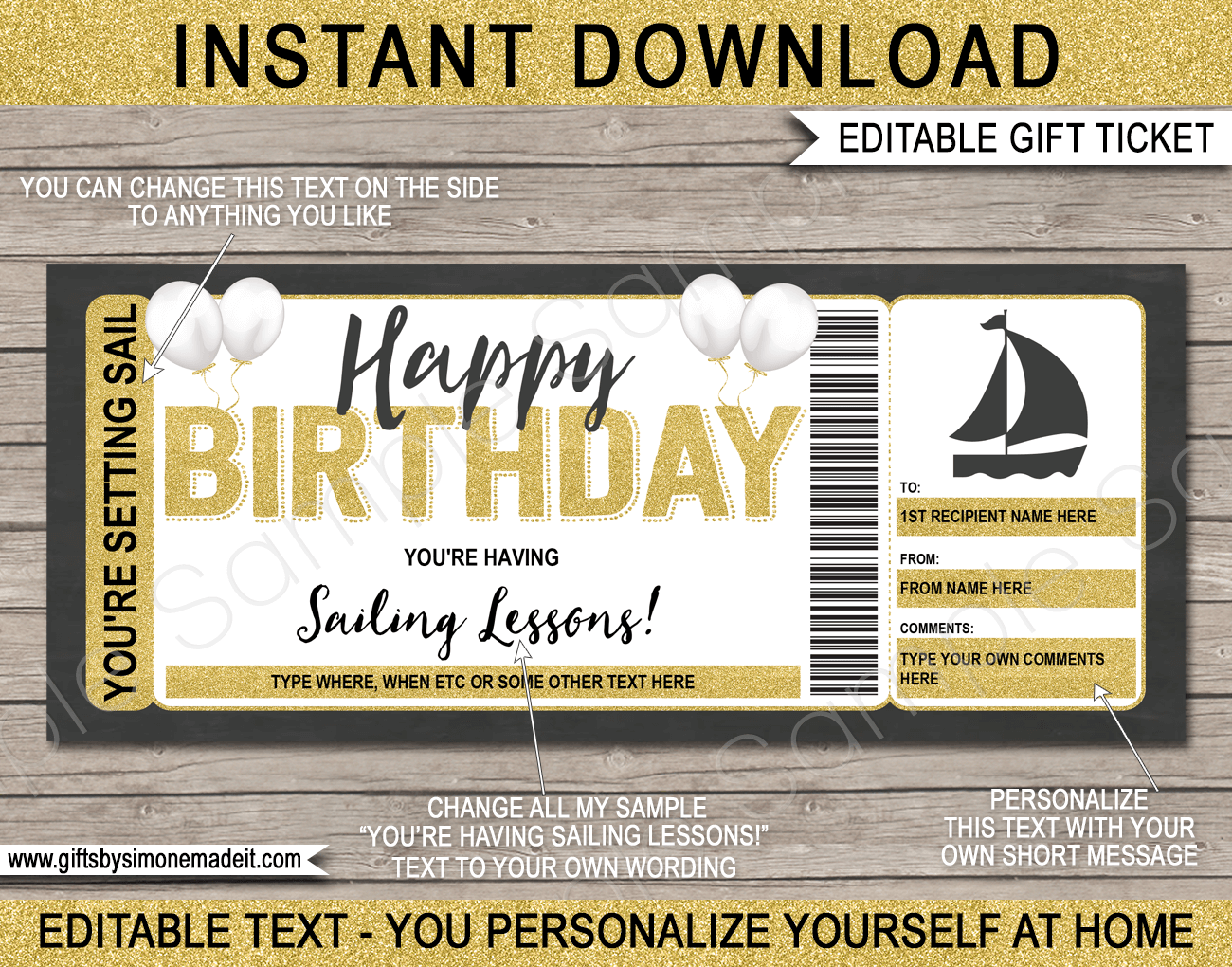 Birthday Sailing Gift Voucher Template