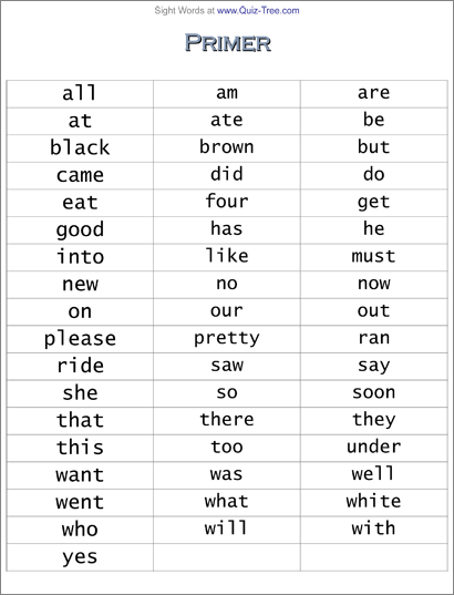 Sight Words Printables