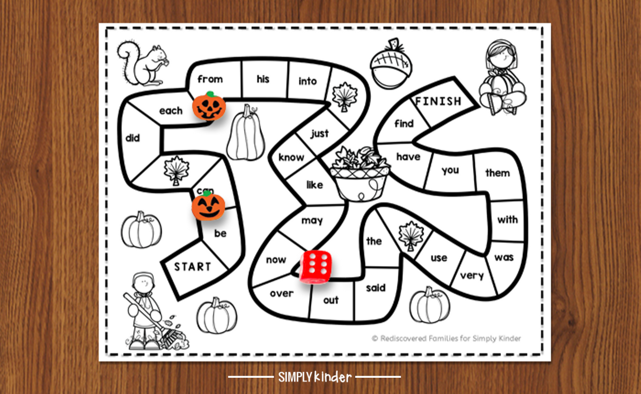FREE Printable Sight Word Game To Make For Fall - Simply Kinder