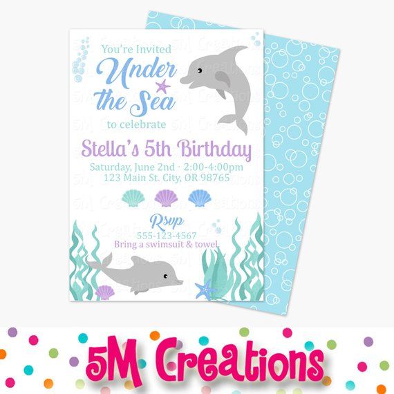 Dolphin Party Invitation - Under the Sea Birthday Invitations ...