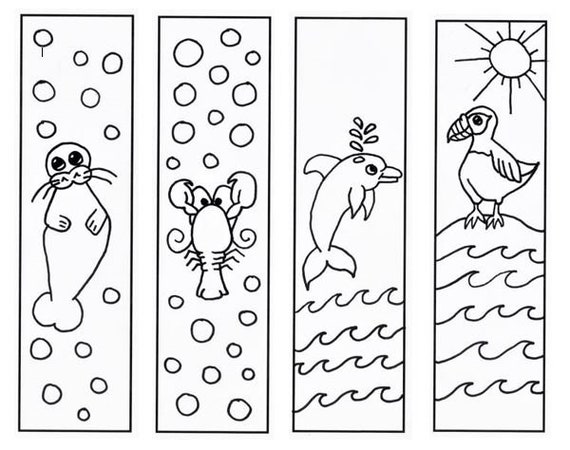 PRINTABLE Marine Coloring Bookmarks: Lobster, Manatee, Dolphin ...