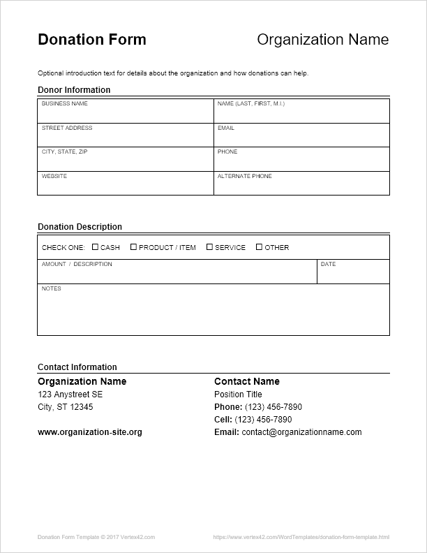 printable donation letters