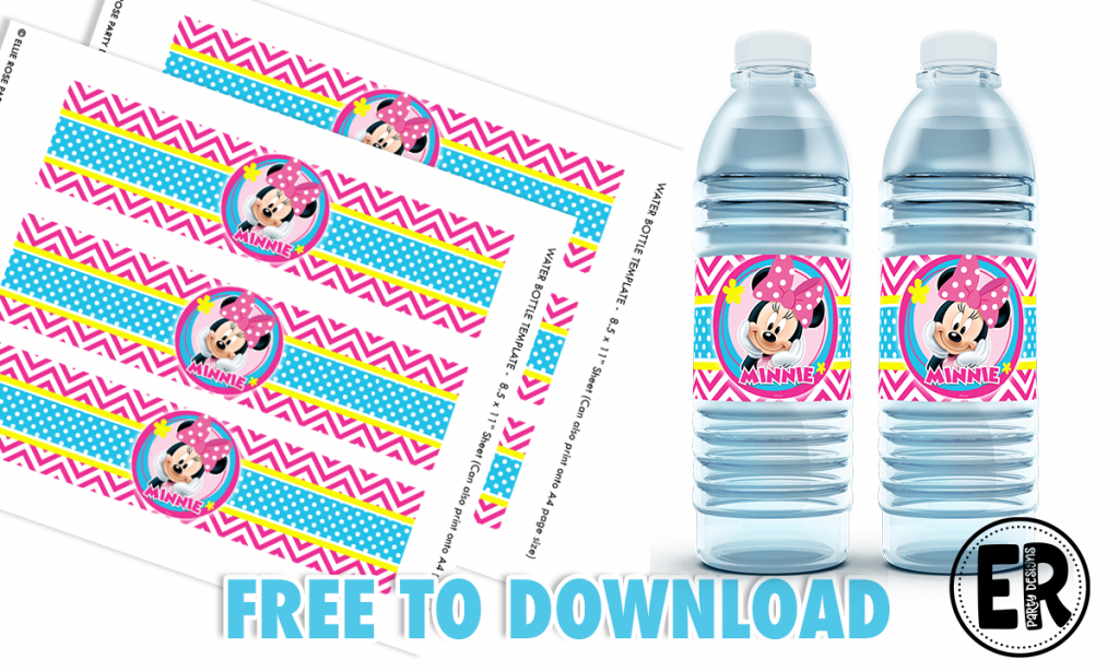 Free Minnie Mouse Water Bottle Labels | Ellierosepartydesigns.com