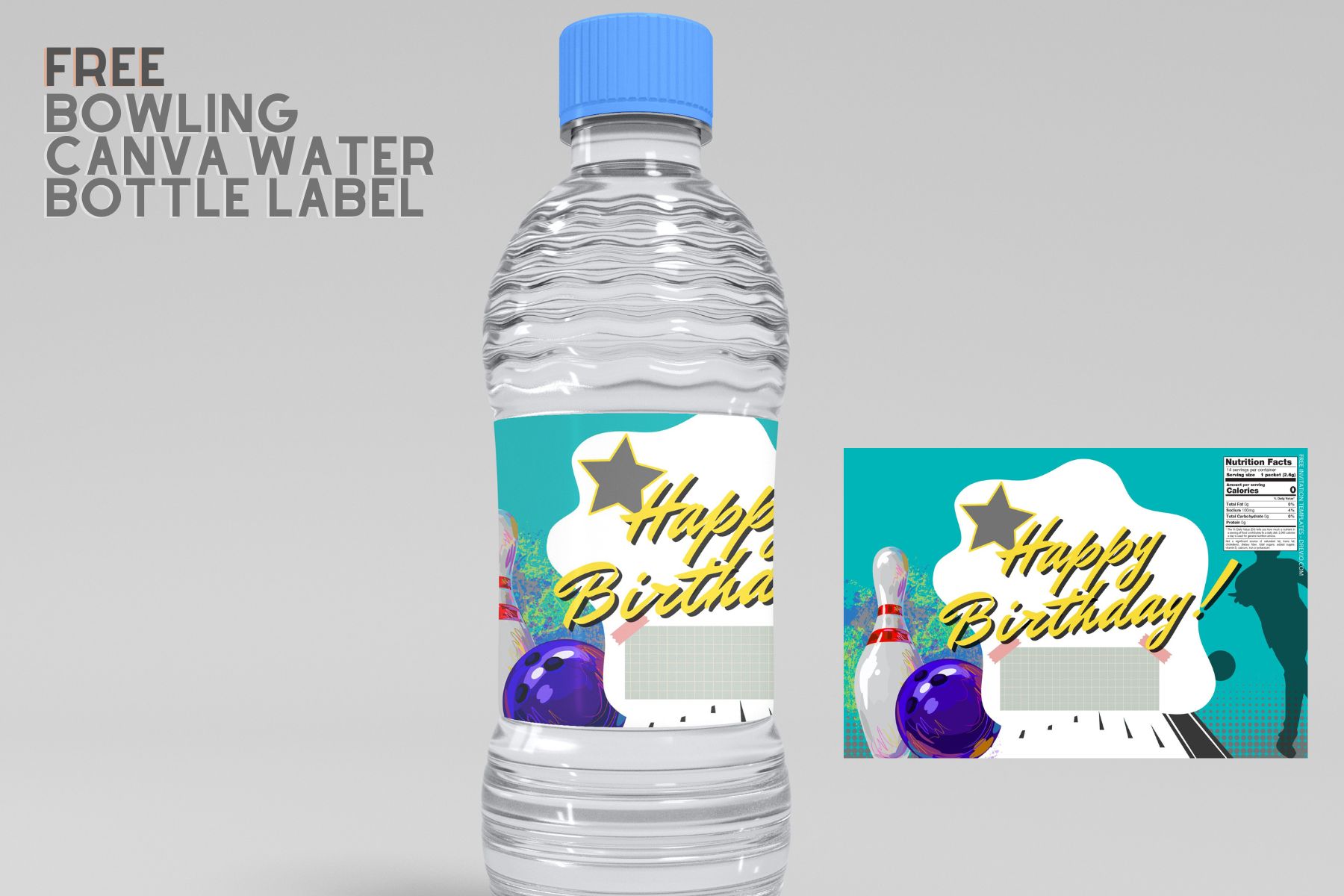 Free Editable ) Bowling Themes Canva Water Bottle Labels ...