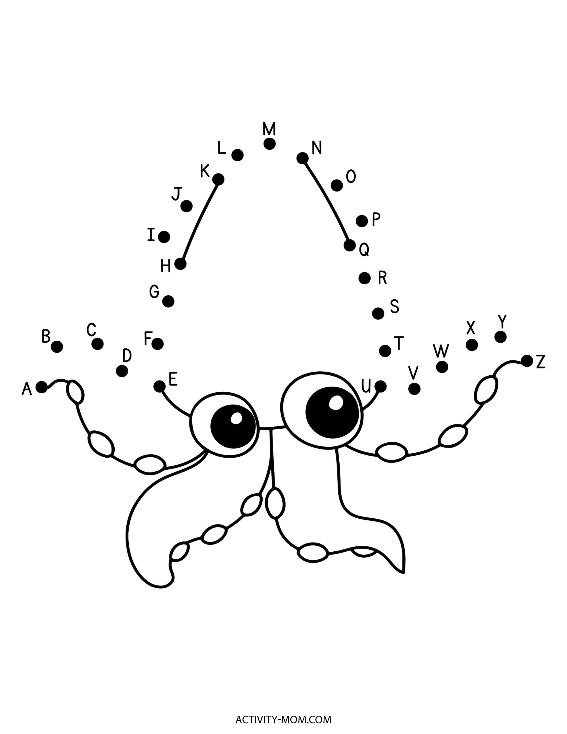 printable dot to dot alphabet letters