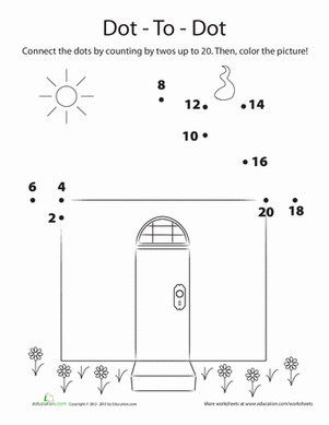 printable dot to dot counting in 2s