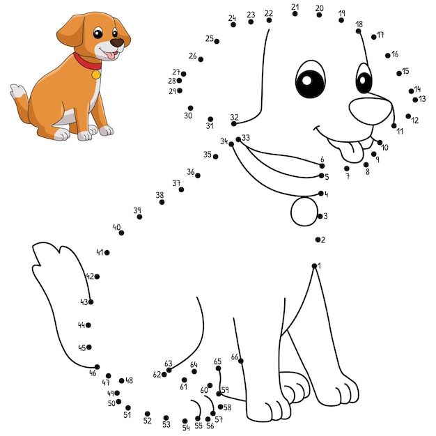 Premium Vector | Dot to Dot Dog Coloring Page for Kids