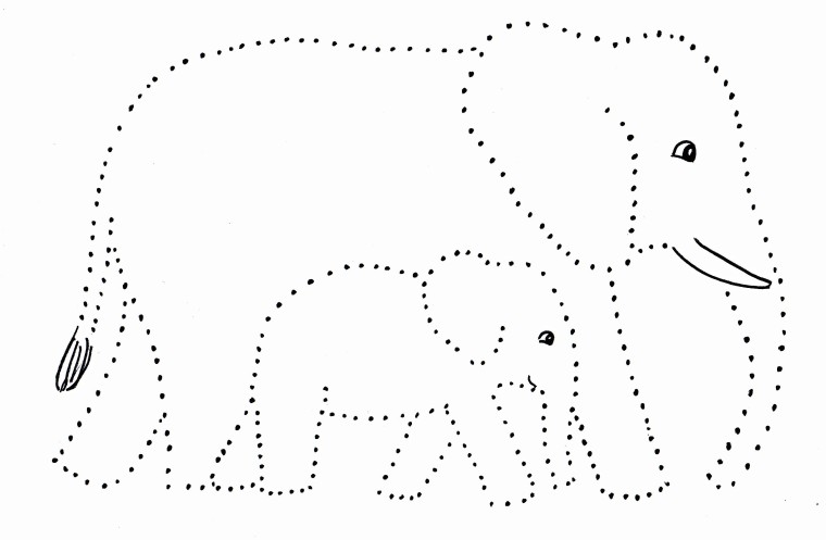 Elephant and Baby Dot Drawing | Art Starts