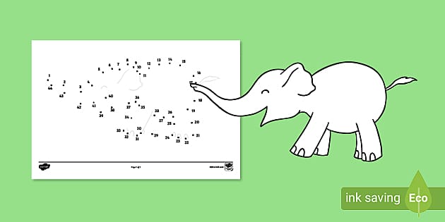 Elephant Dot-To-Dot Activity With Numbers - Activities