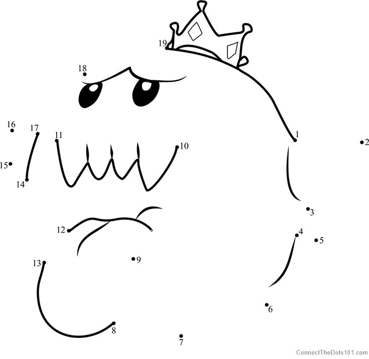 King Boo from Super Mario dot to dot printable worksheet