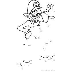 Waluigi from Super Mario dot to dot printable worksheet