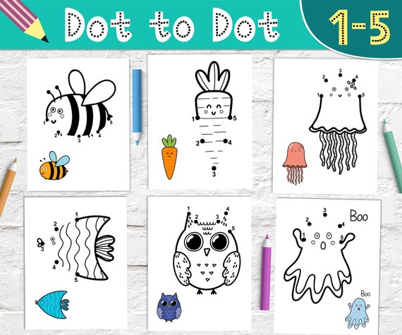 6 Dot to Dot Printable Coloring Activities PDF, Super Simple Pages ...