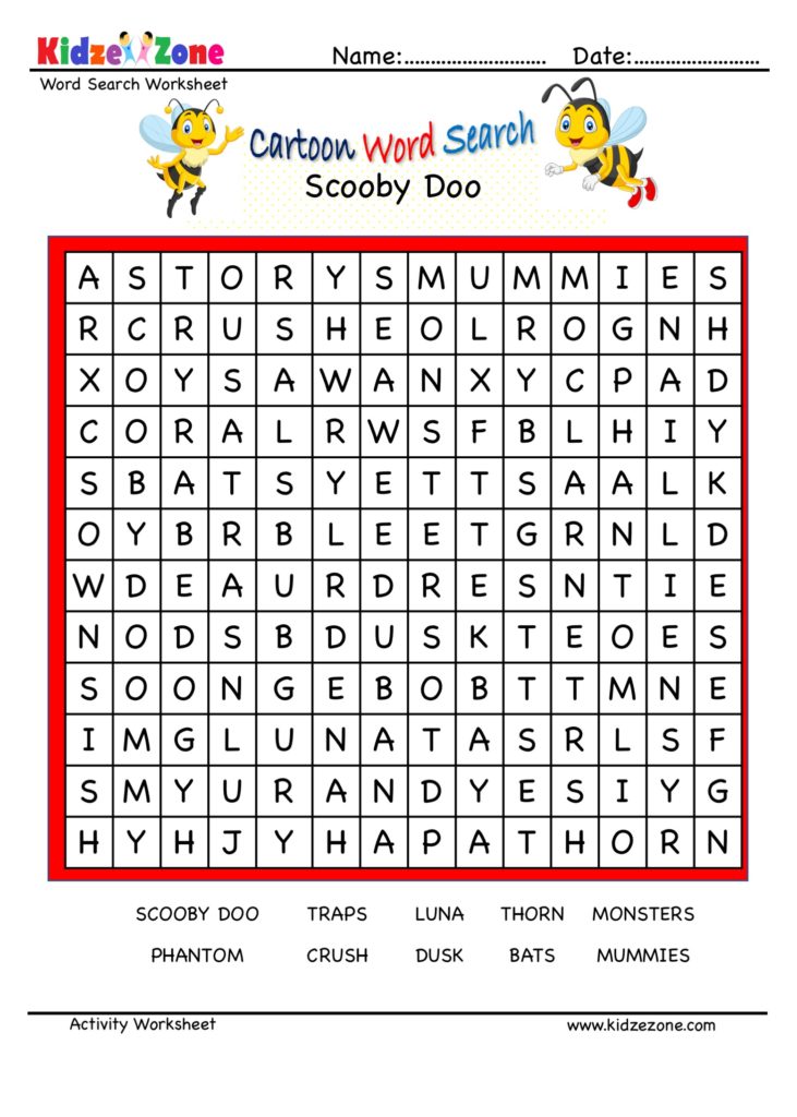 Scooby Doo Word Search Puzzle - KidzeZone