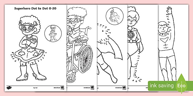 Superhero Dot to Dot 0-20 (teacher made) - Twinkl