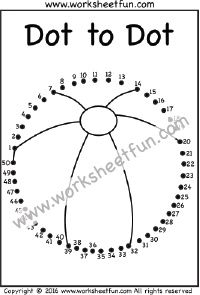 Dot to Dot - Beachball - Numbers 1-50 - One Worksheet / FREE ...