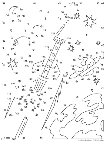 Rocket Dot-to-Dot - Medium - Tims Printables