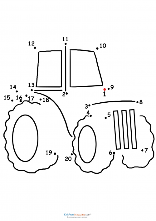 printable dot to dot tractor