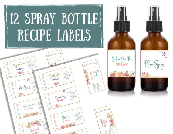 12 Essential Oil Spray Bottle Printable Recipes Labels for ...