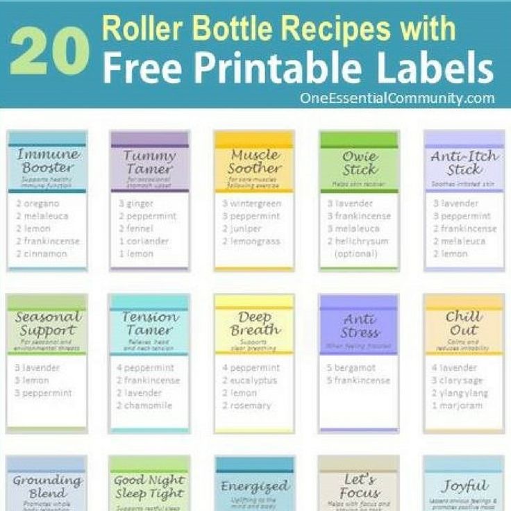 20 Rollerball Blends &  Recipes with Free Printable Labels