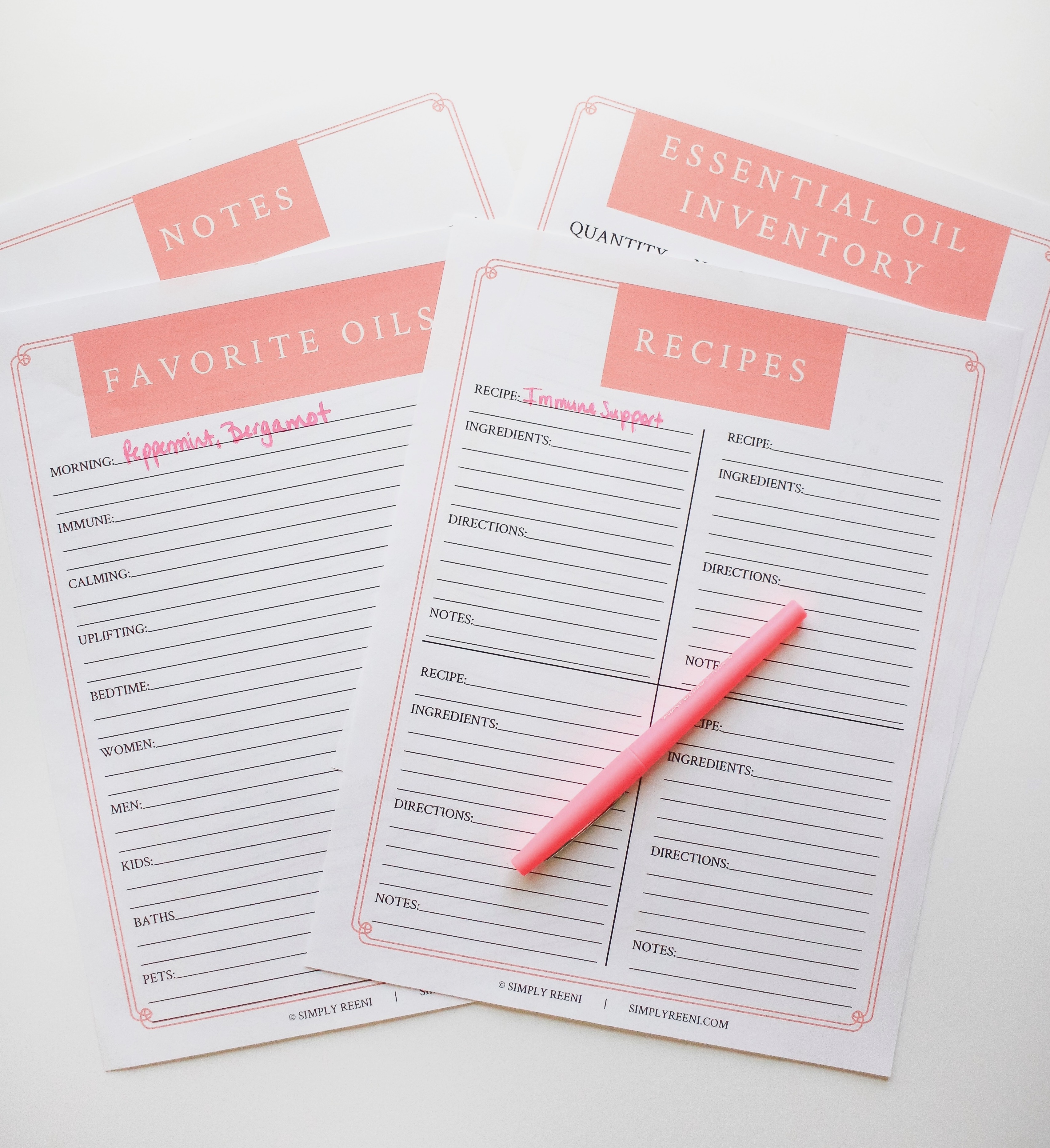 Essential Oil Recipe Printable Pack - Simply Reeni