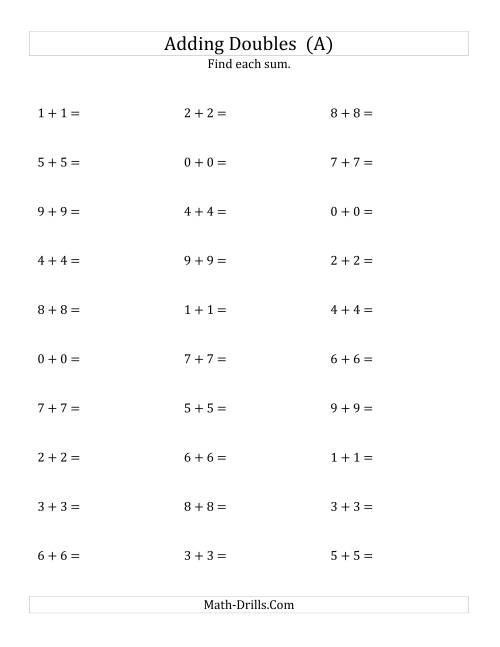 Adding Doubles (Small Numbers) (A)